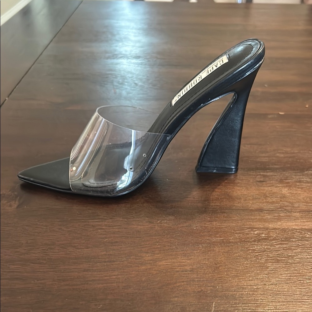 Cape Robbin Black Clear Heeled Mules